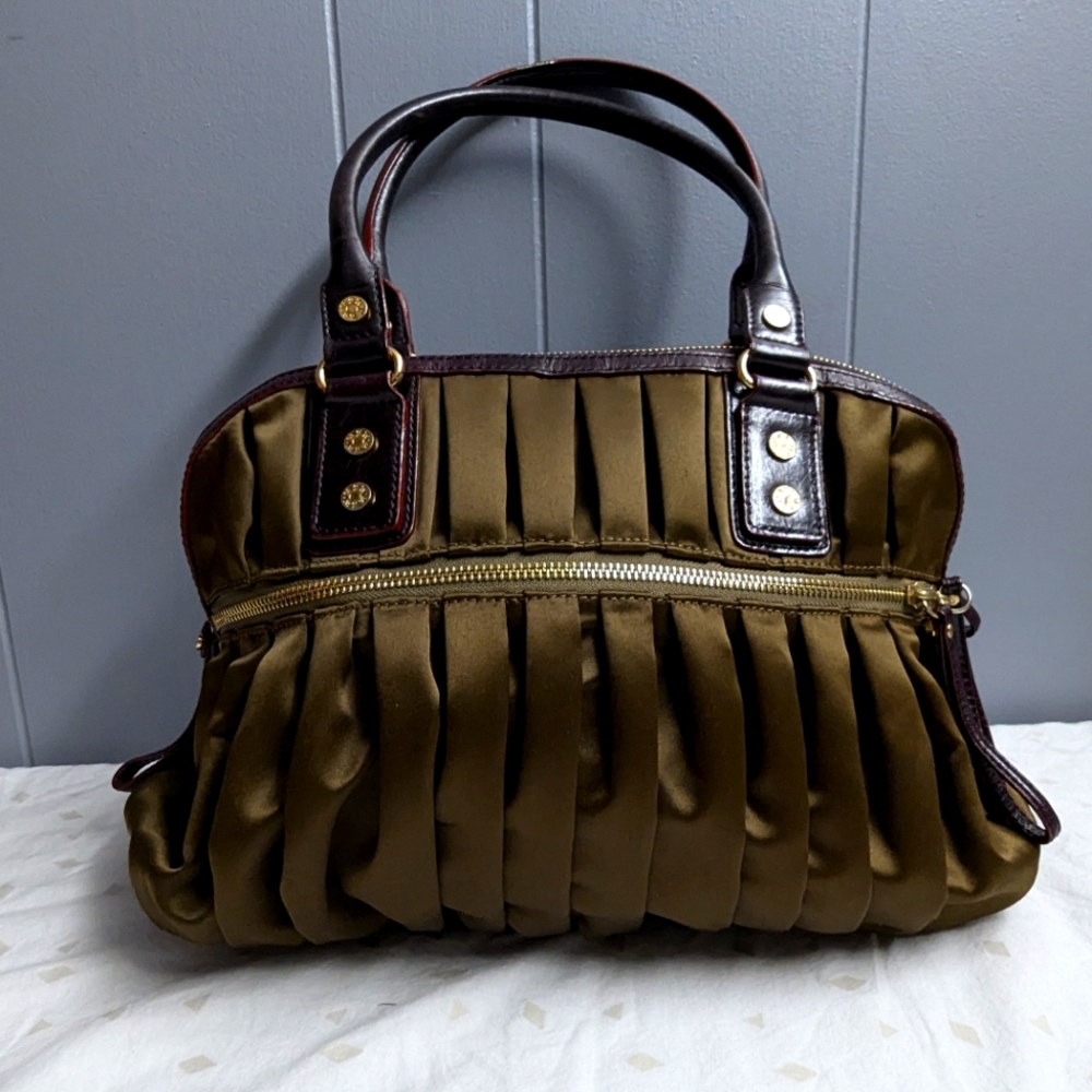 MZ Wallace Olive & Burgundy Bedford Satchel Purse